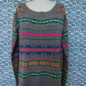 AMERICAN EAGLE Wool Blend Oatmeal Tan Neon Sweater